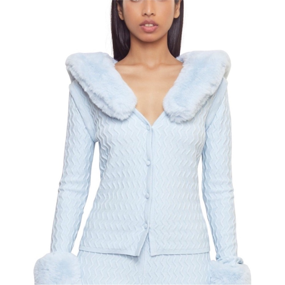 House of Sunny Scuba Pacific Peggy Blue Cardigan with Faux Fur